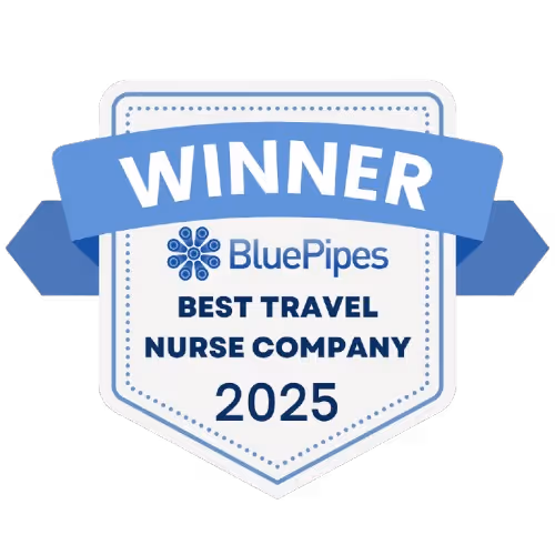 BluePipes Award badge recognizing top healthcare staffing